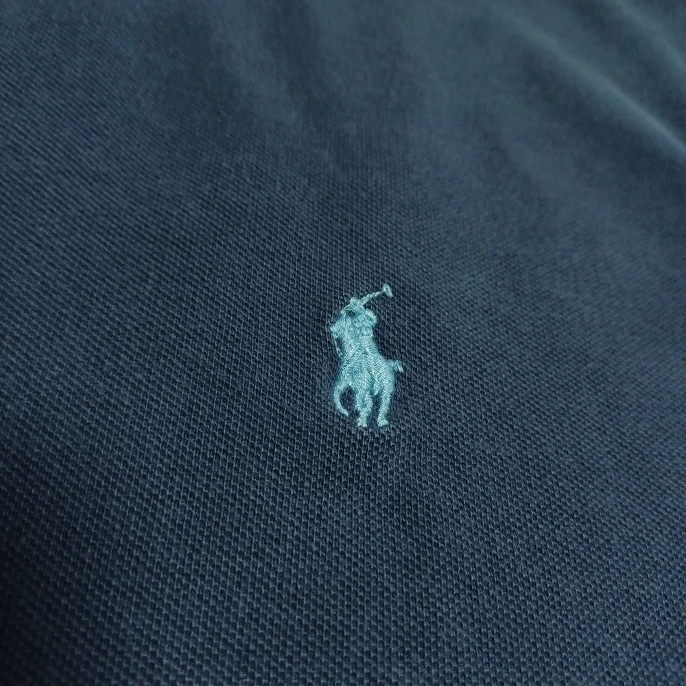 Polo Ralph Lauren Polo Shirt Mens XL Navy Blue Custom Slim Fit Cotton Pique Logo